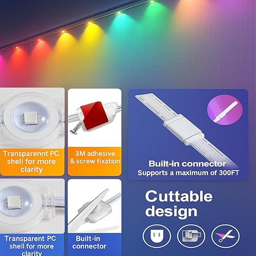 Miniatura 5 de Luces permanentes para exteriores, luces de alero RGB con control remoto de aplicación, IP67 impermeable luces LED para Navidad, Halloween,
