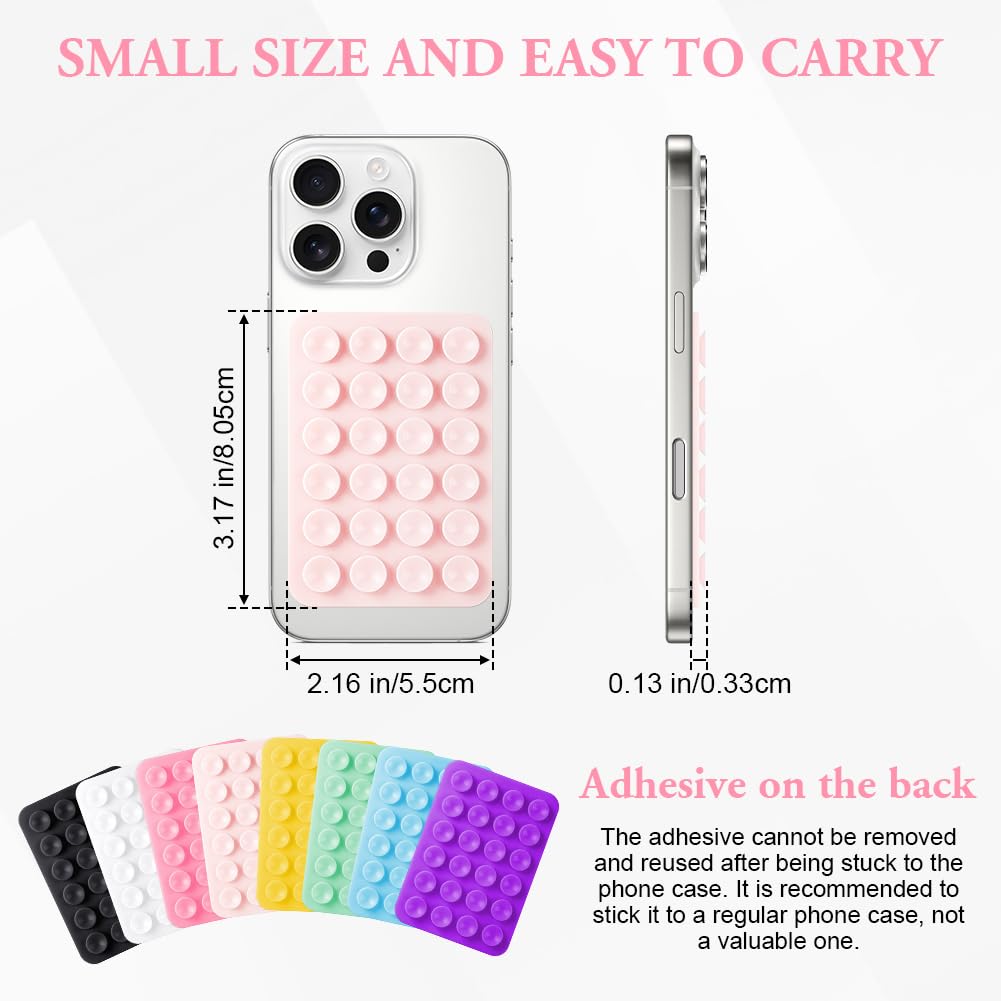 Ainiv 8 Stück Handy Saugnapf, Silikon Handyhalterung, Silikon Saugnapf Handyhülle, Freihändig Sticky Saugnapf Handyhülle für Mobile Stromversorgung, Selfies und Videos (8 Farben)