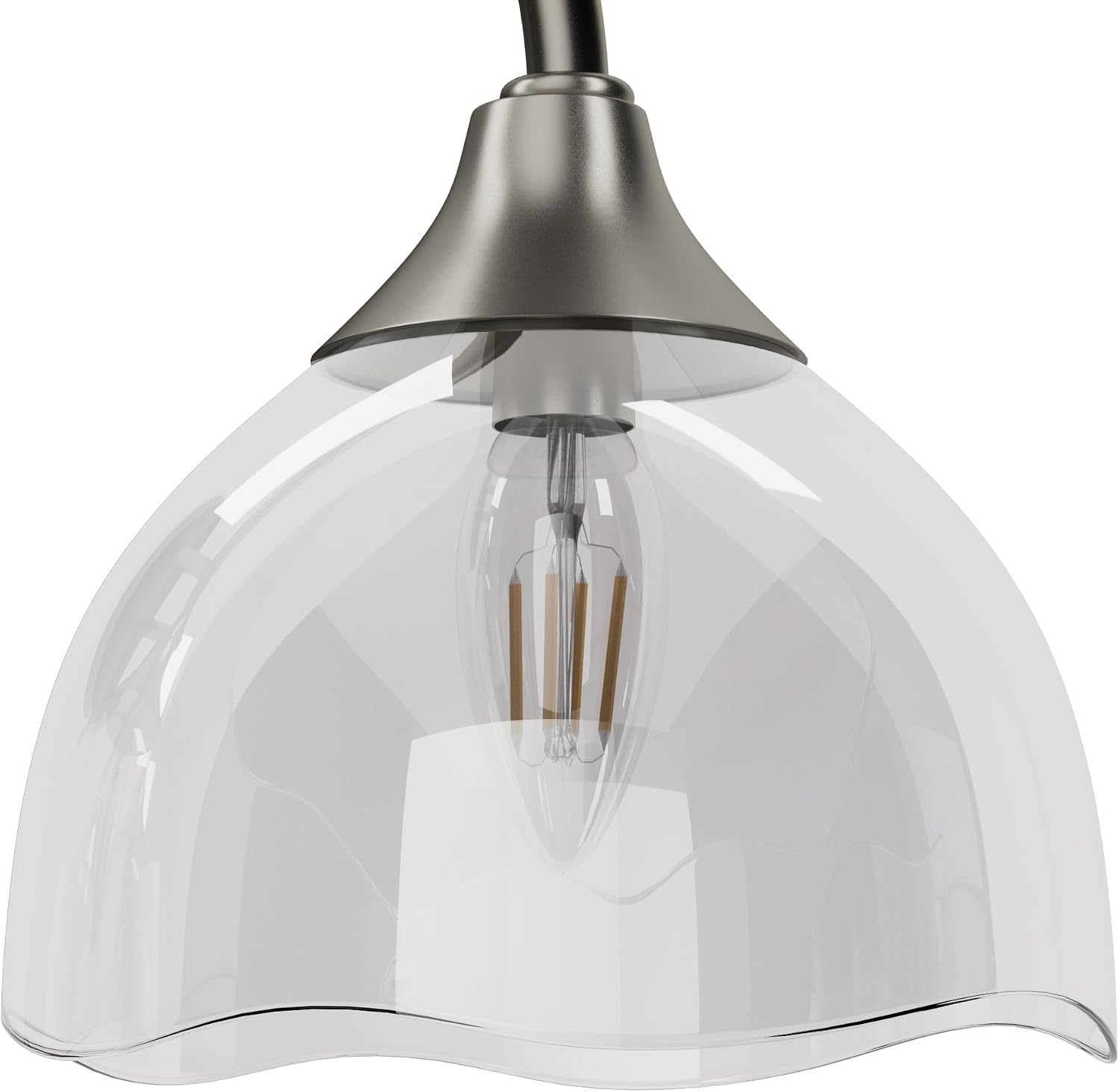 Maxax 3-Light Bathroom Vanity Light, Brushed Nickel Wall Sconce Clear Glass Shade, Refined Transitional Over Mirror Lighting, Wave Arm, E12 Base, Dimmable