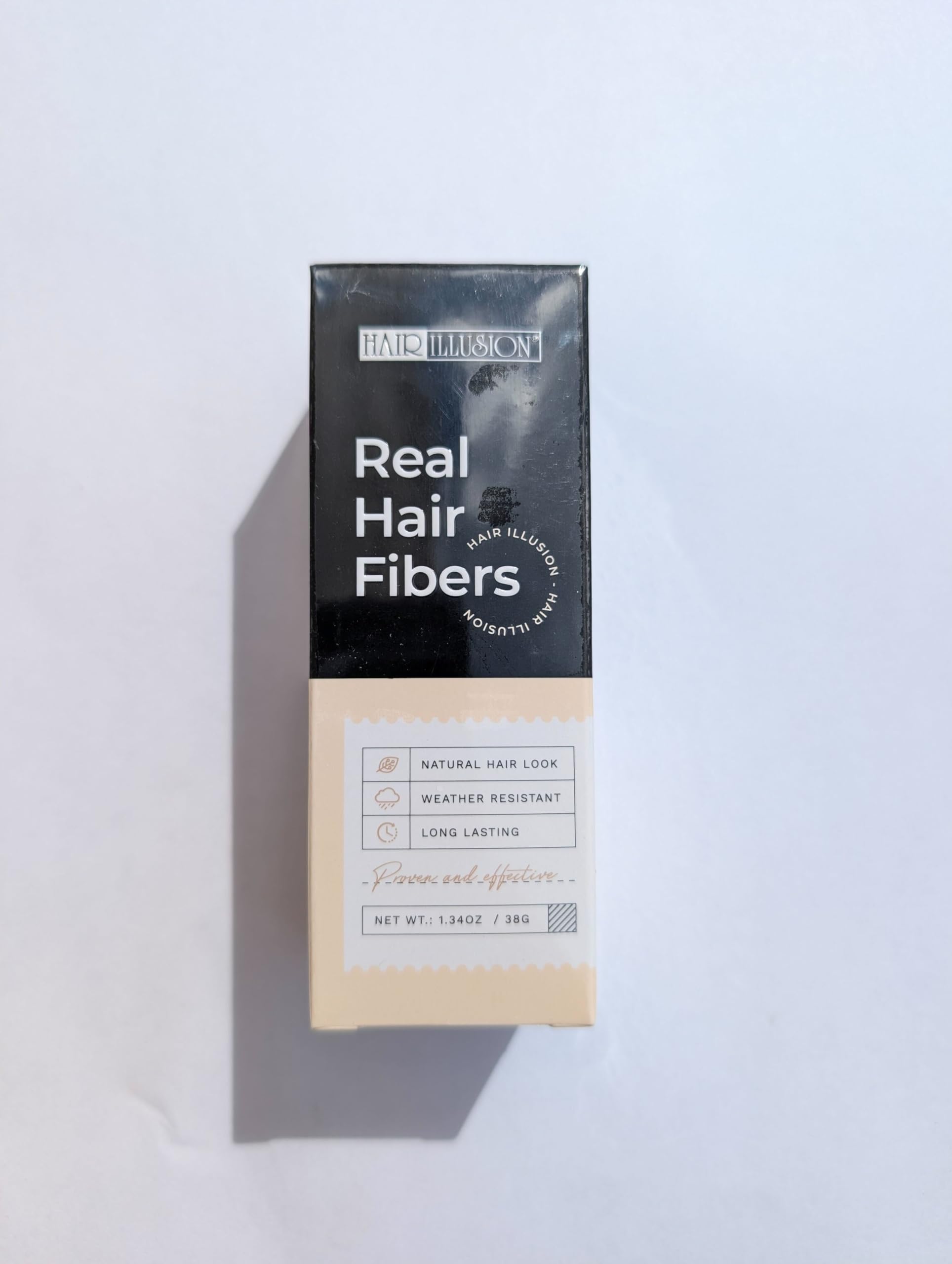 Hair Illusion Black Real Hair Fibers for Thinning Hair, 1.34 oz