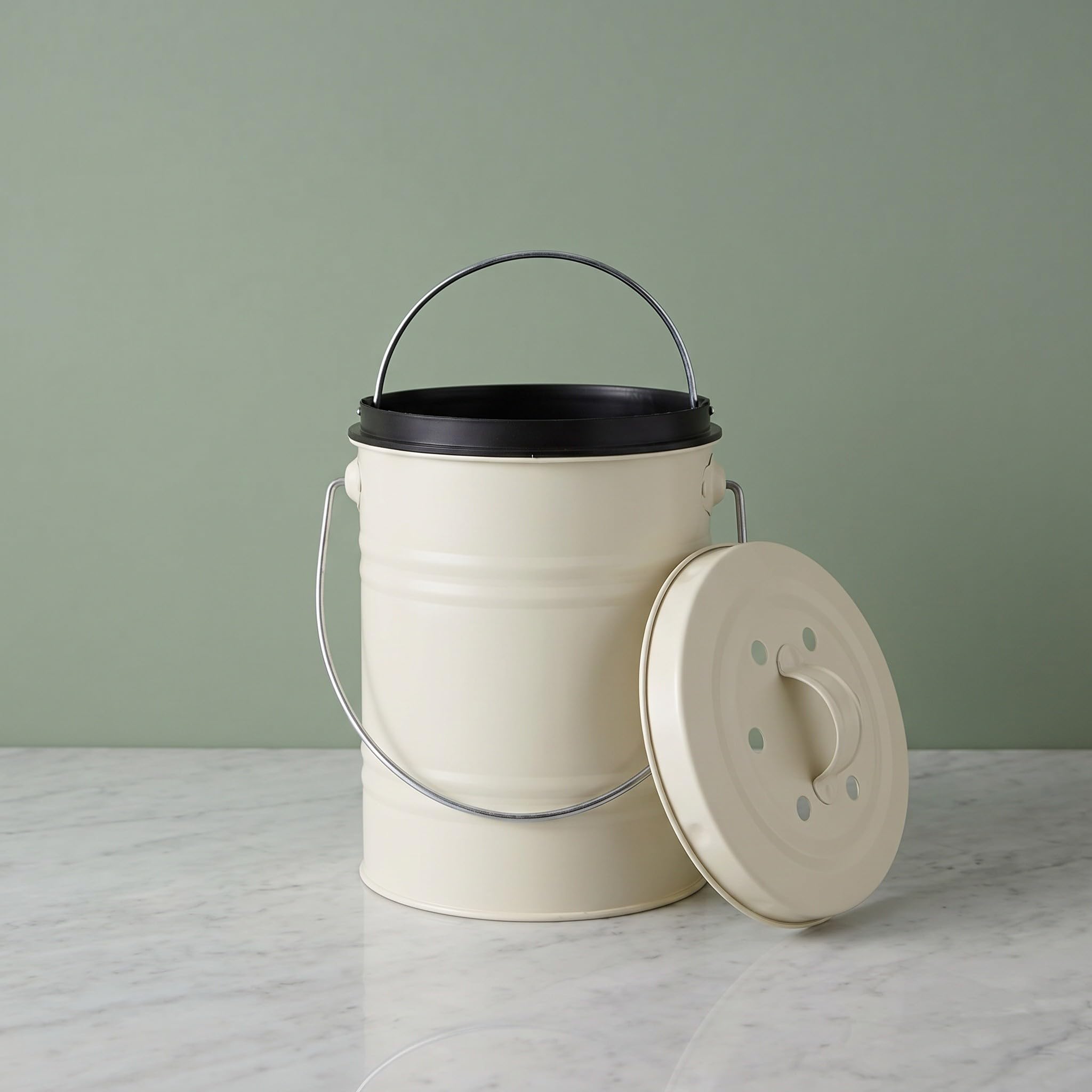 OUNONA Composteur de Cuisine pour Plan de Travail : Petit Seau à Compost avec Couvercle et poignée - Conteneur à déchets Alimentaires inodore - Seau à Compost pour déchets ménagers et Autres,