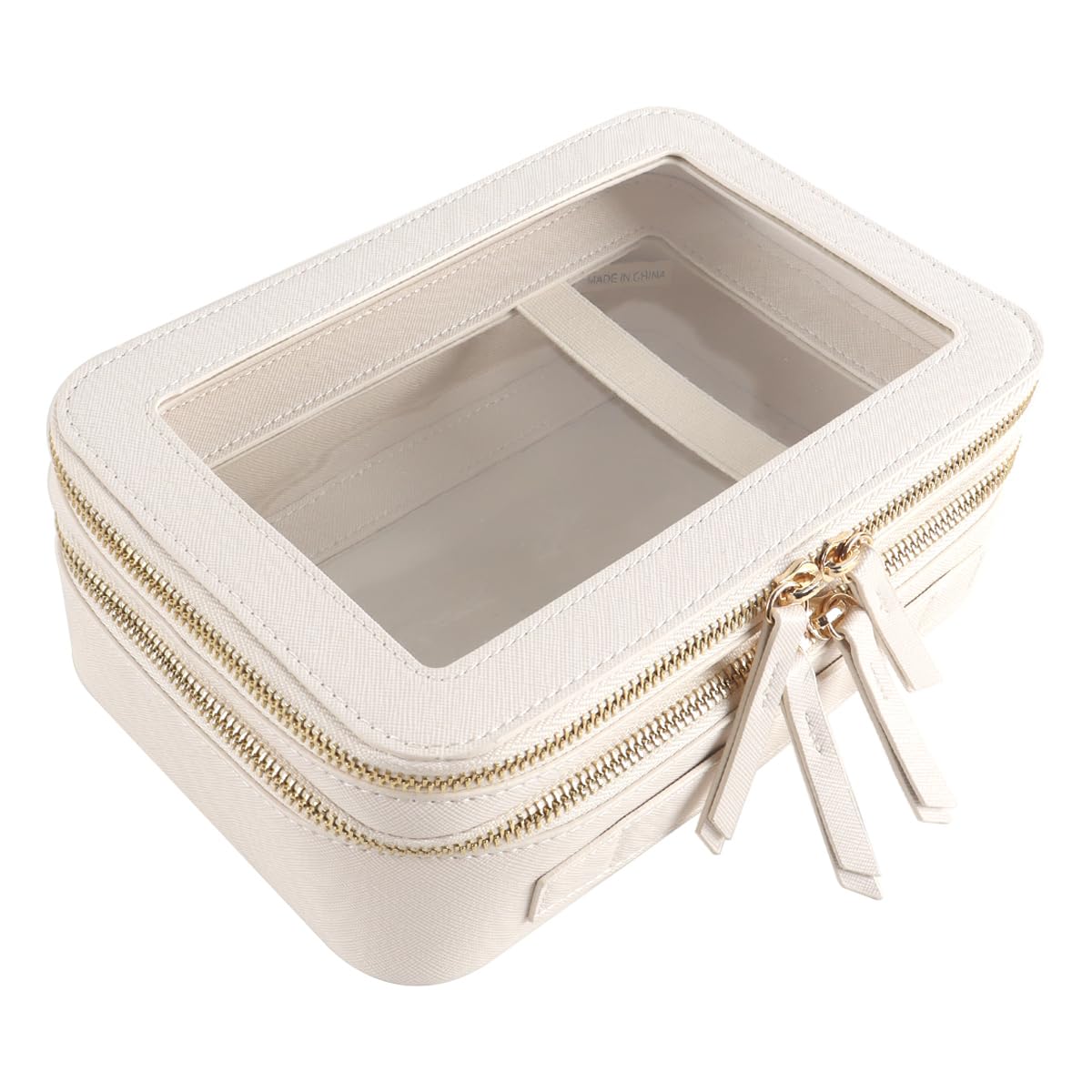 Grobo Przezroczysta kosmetyczka podróżna, 23,5×16×9 cm, zgodna z przepisami, organizer na kosmetyki dla kobiet, biała