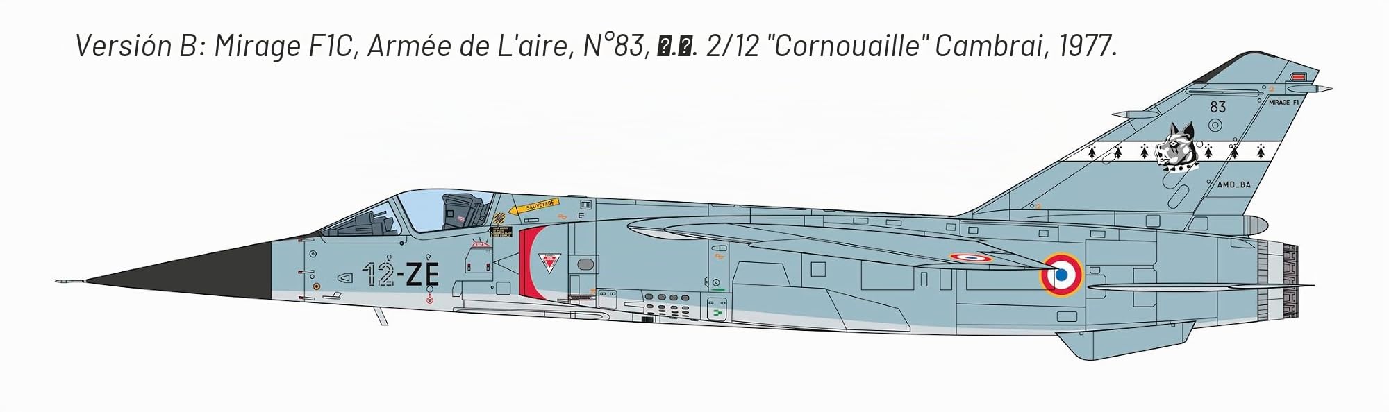 Italeri 2839 1:48 Mirage F.1 - modelismo, Kit, modelismo de pie, Manualidades, Hobby, encolado, Kit de plástico, Fiel al Detalle, Gris