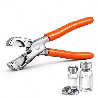 Vial Opener Vial decapper Stainless Steel Crimp Cap Remover for 13mm and 20mm Vials, Ergonomic Grip, Fast & Safe Aluminum Seal RemovalOrange