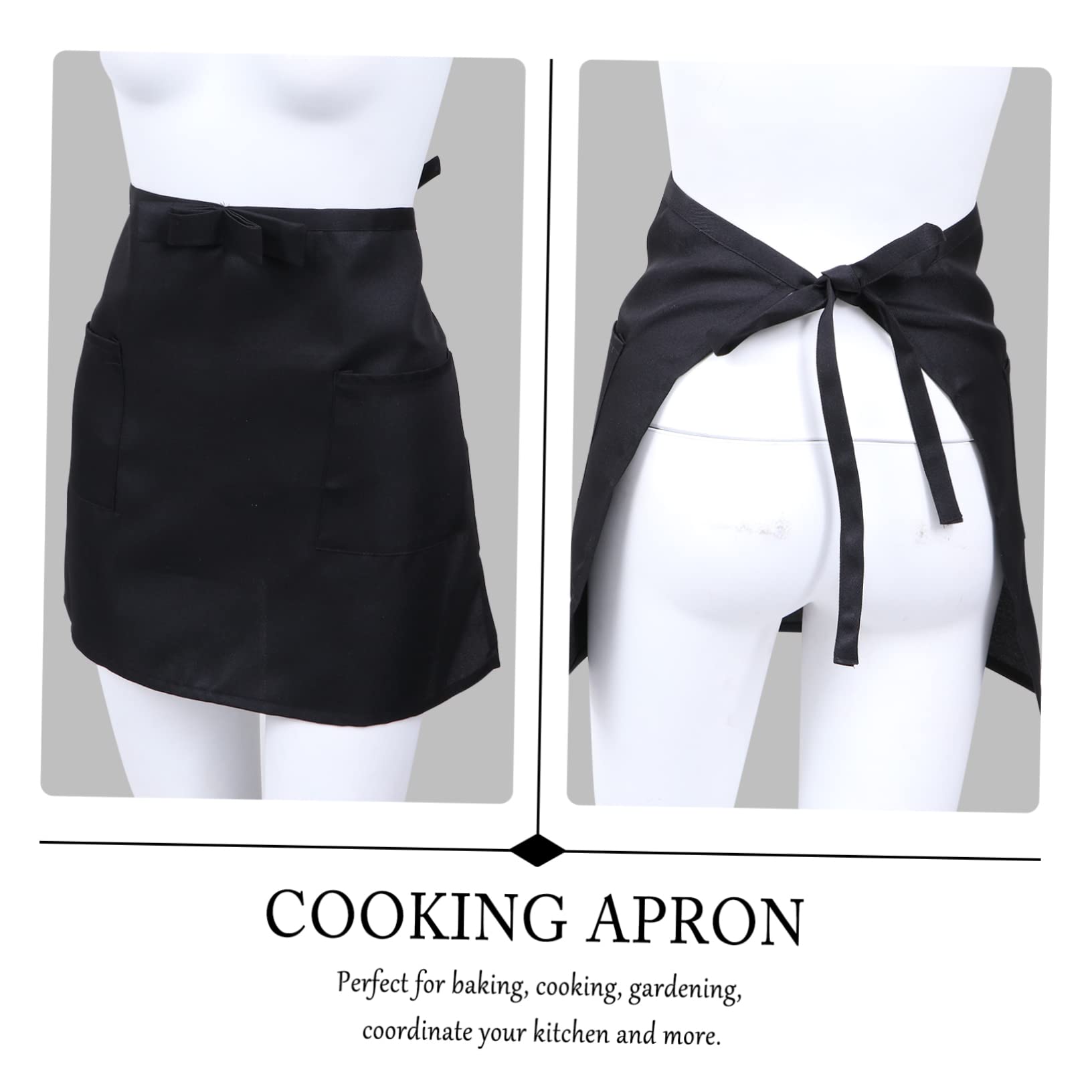 NAMOARLY 2pcs Aprons Waist Apron Chef Aprons Black Polyester Half-length