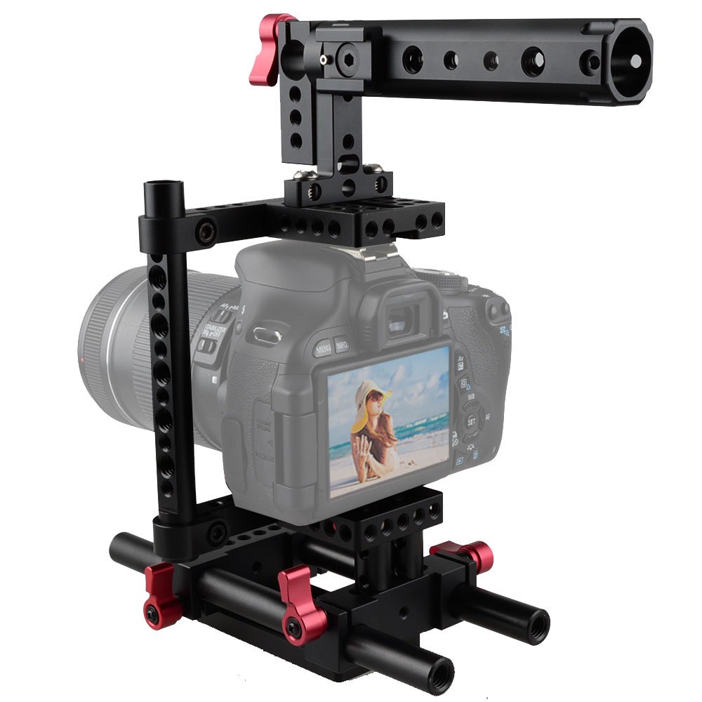 Exclusive Discount 70% Price CAMVATE Camera Cage Rig Top Handle Tripod Mount Plate Compatible for Sony Panasonnic(Red) Exclusive Discount 90% Price CAMVATE Camera Cage Rig Top Handle Tripod Mount Plate Compatible for Sony Panasonnic(Red)