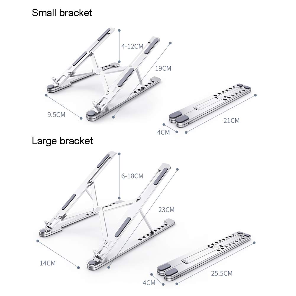 Soporte para laptop, soporte para portátil, soporte plegable para laptop, elevador de 8 alturas ajustables, para computadora de escritorio y tablet