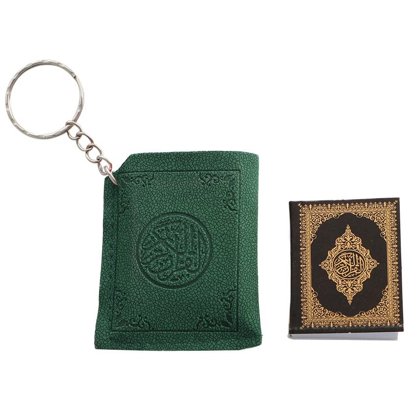 BINIAT2pcs Mini Islamic Muslim Quran Book Keychain Car Bag Purse Real Paper Can Read The Koran Pendant Key Ring Religious Decoration