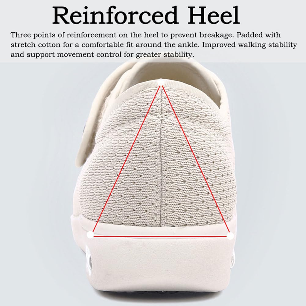 Zapatos para DiabéTicos para Mujer, Zapatos Anchos para Personas Mayores, Zapatillas Deportivas para Pies Hinchados Y Edemas, Antideslizantes, Cierre Ajustable con Velcro
