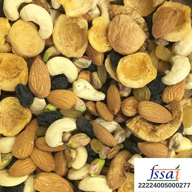 Image of HARIYAM Healthy Mix Dry Fruits Dried Almonds, Black Raisins, Cashewnuts, Cranberries, Black Dates & Many More | 250gm | Mix Dry Fruits 250gm