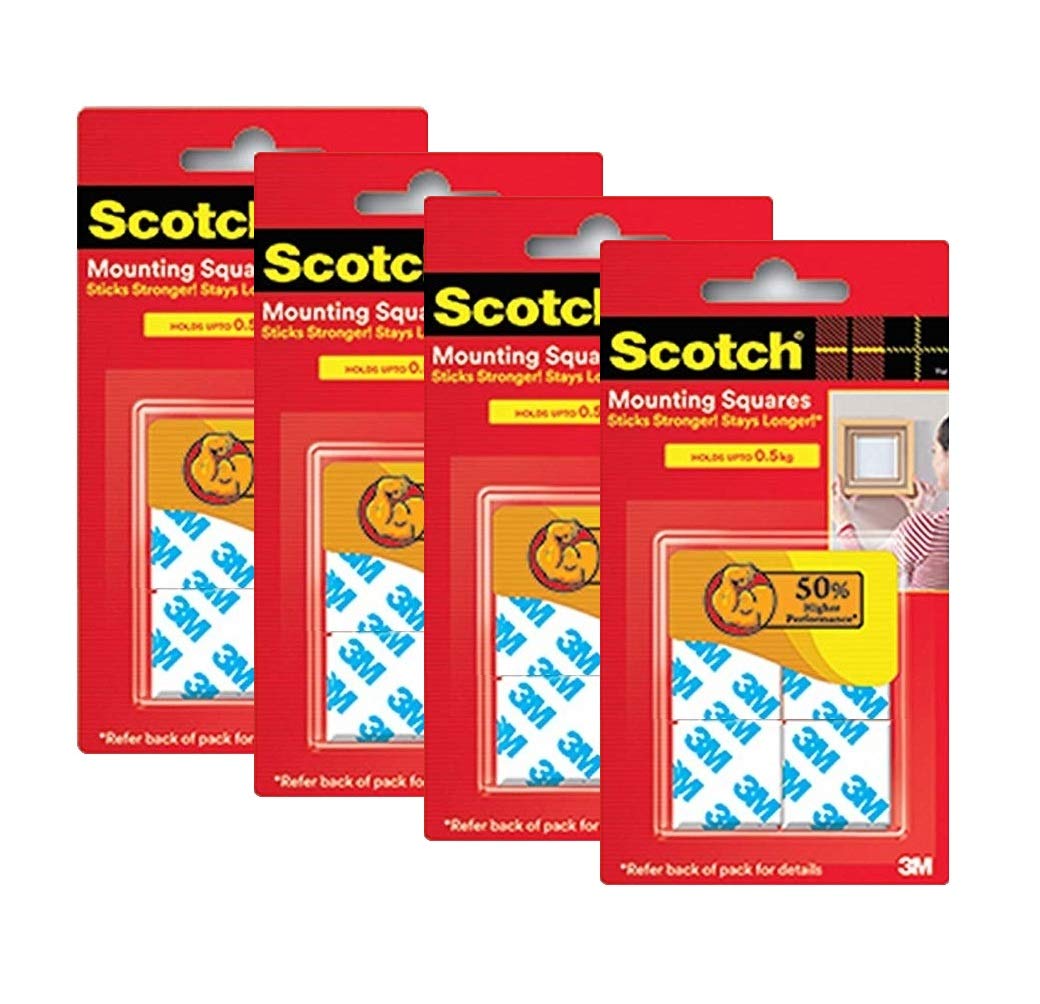 3M Scotch Double Sided Foam Tape Squares 1" 20 Nos(2.4Cm x 2.4Cm) Pack of 4 Amazon.in Office