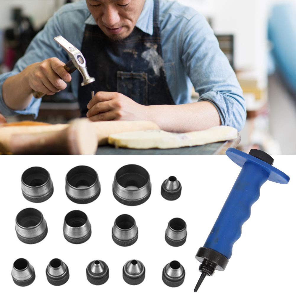 Hidyliu Juego de Punzones Huecos de 14 Piezas, Herramienta de Artesanía de Cuero Duradera para Proyectos de Bricolaje, Adecuada para Cuero, Caucho y Latón, Tamaño de 5 Mm a 35 Mm (Juego de 14