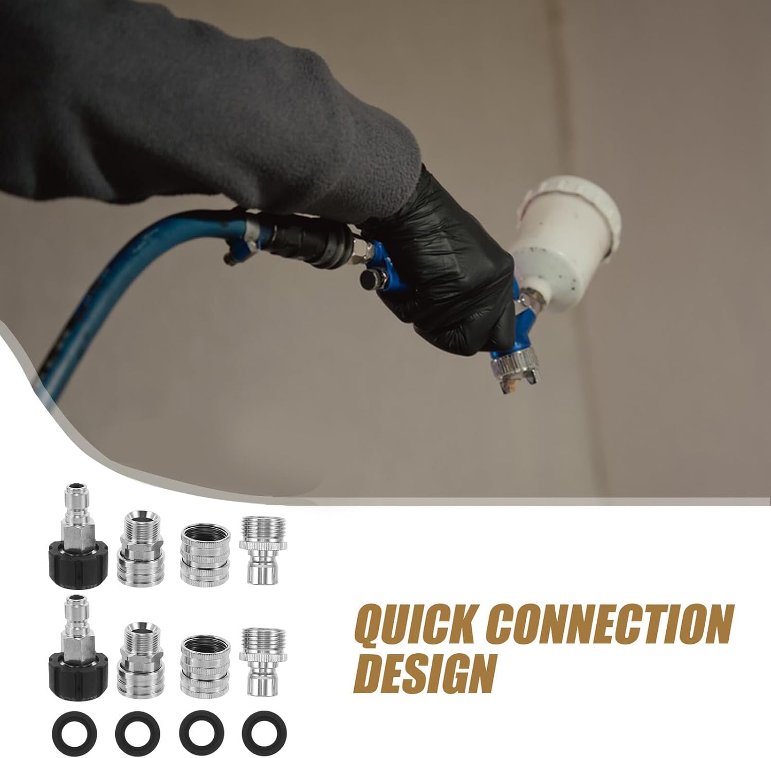 Stainless Steel Pressure Washer Quick Connect Fittings Adapter M22-14 3/8 Inch Hose Coupler Set for High Pressure Outdoor Cleaning