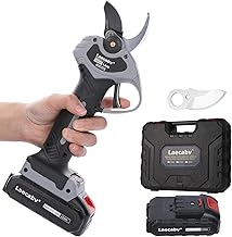 Laecabv 30 mm Cordless Pruning Shears Progressive Cutting Scissors Handle Non-Slip Electric Pruning Shears with 2 Battery SK5 Teflon Blade Pruning Shears LA30GYBK