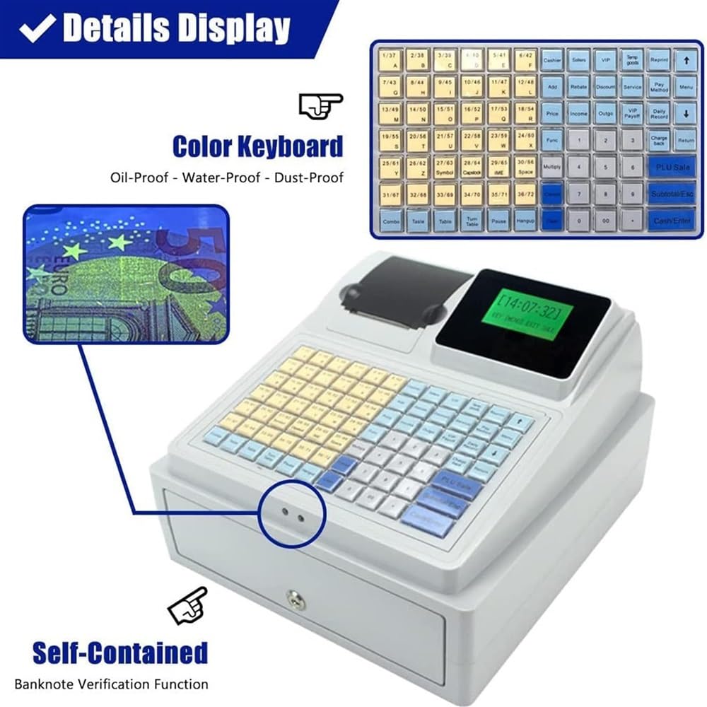 Caisse enregistreuse électronique avec Clavier 81 Touches et tiroir-Caisse 12 V, système de Point de Vente électronique, Caisse enregistreuse à Affichage LED, système de Point de Vente au détail