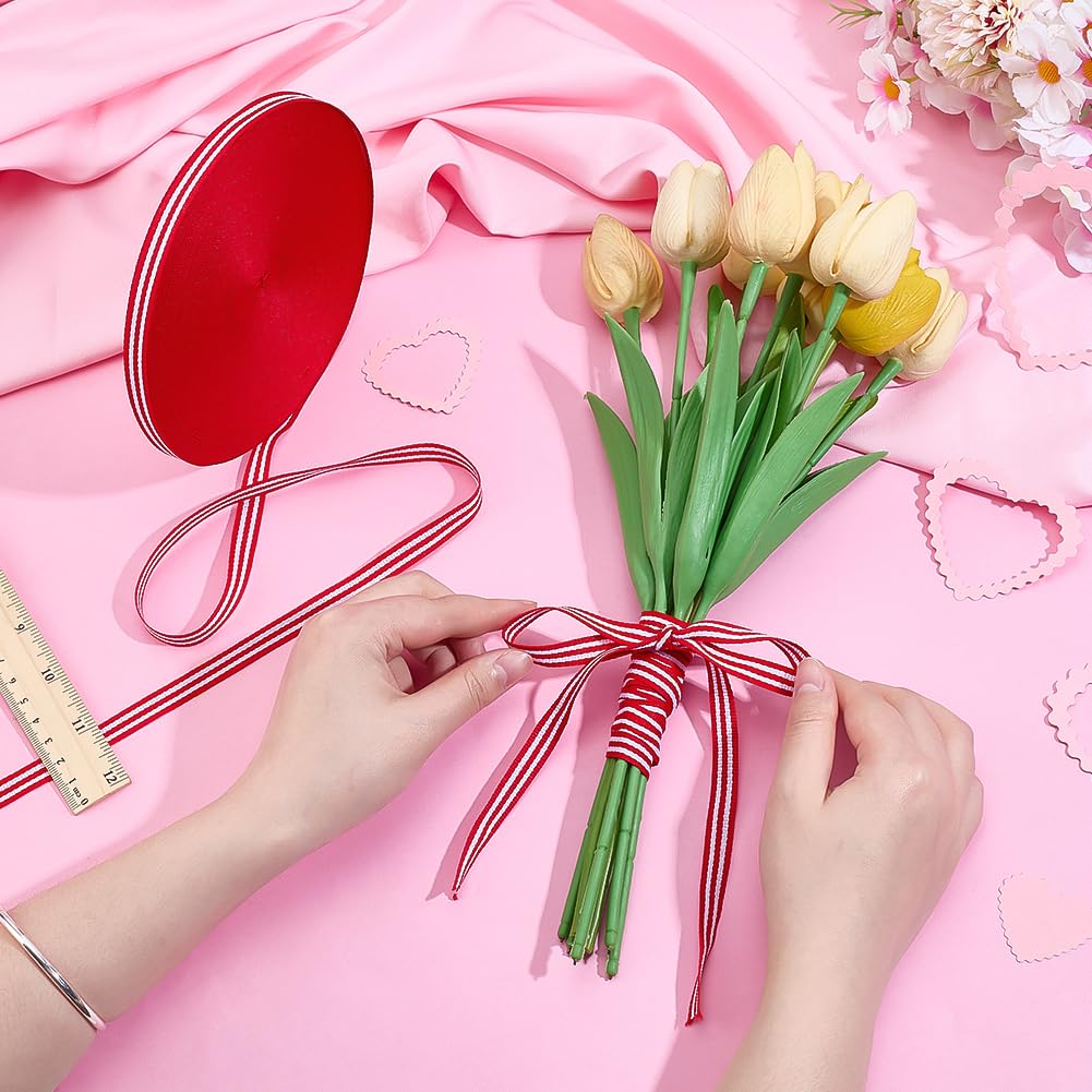 PH PandaHall 45.7m Red White Striped Ribbon 10mm Wide Gift Wrapping Ribbons Candy Cane Ribbons Craft Ribbon for Mother's Day Party Wedding Sewing Home Decoration - Image 3