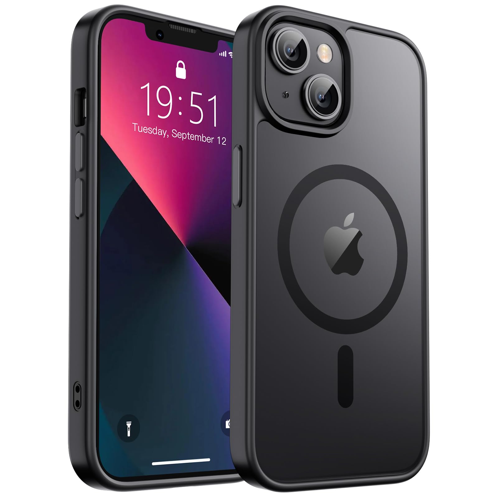 For IPhone 13 /iPhone 14 Case, Compatible With MagSafe, Heavy Duty Shockproof Protection Phone Cases, Double Layer Transparent Magnetic Protective Cover For IPhone 13/iPhone 14, 6.1 Inch, Black - View #11