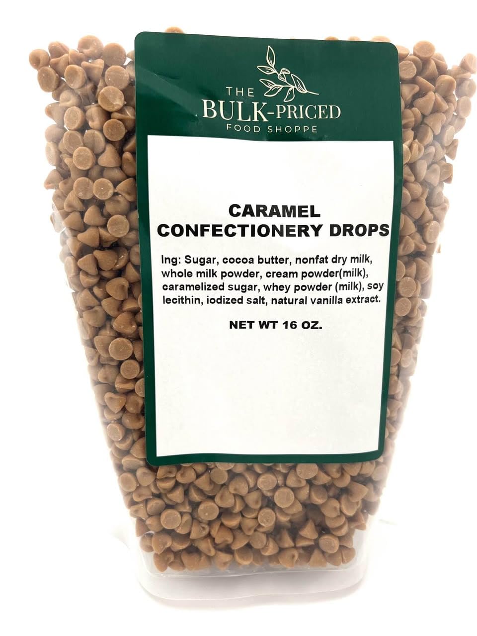 Caramel Confectionery Drops, Bulk Size, Baking Chips (1 lb. Resealable Zip Lock Stand Up Bag)