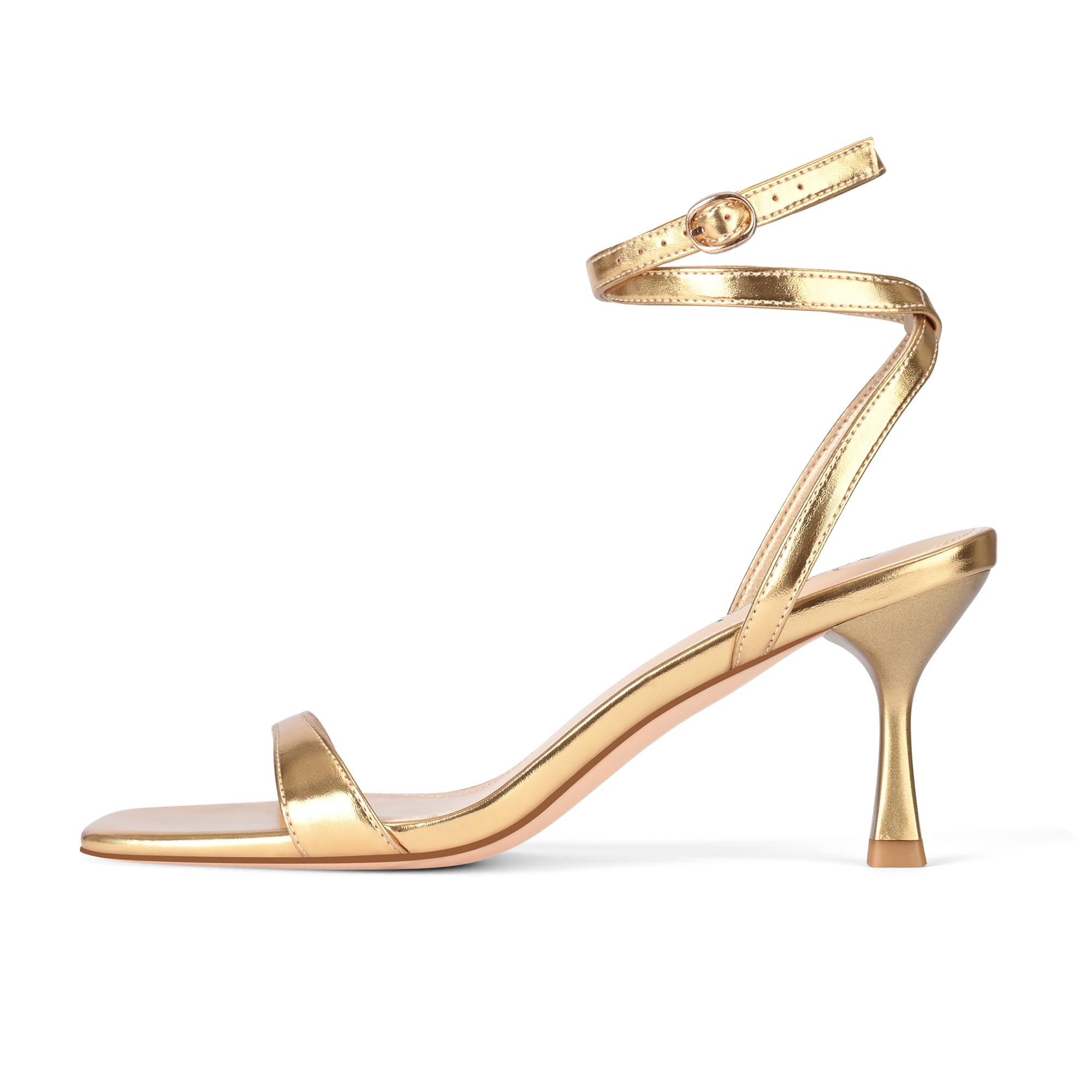 Adrizzlein Kitten Heels for Women Strappy Heels Square Open Toe Lace up Heeled Sandals Ankle Wrap Strap Pumps Dress Shoes Wedding