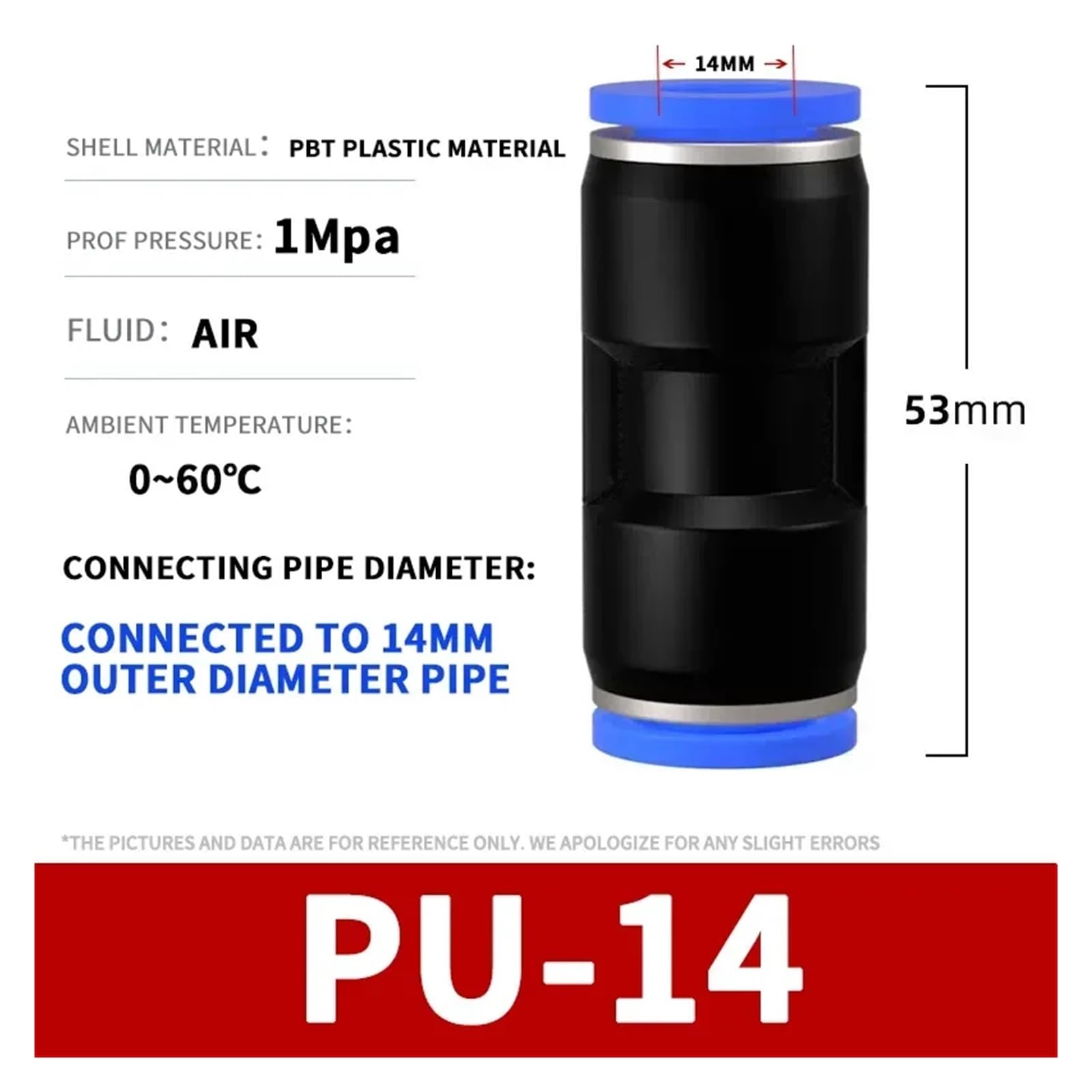 Conectores Neumáticos De Plástico, Manguera De Aire Y Agua De PU, Conector Rápido De Gas Recto A Presión(PU-14,200Pcs)