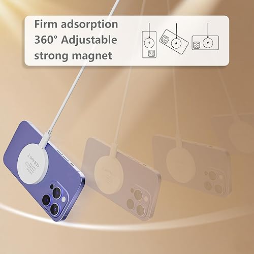 Miniatura 4 de Mag_Safe - Cargador inalámbrico magnético para iPhone 16 15, carga rápida para Apple MagSafe Charger 15 W, 6 pies, cable inalámbrico y adaptador de