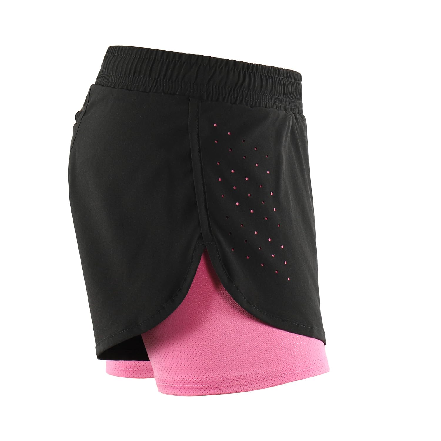Mesing Short Sport Femme 2 en 1 Pantalon Running Course Court Été Lacets Respirant Short pour Fitness Workout Cyclisme Yoga