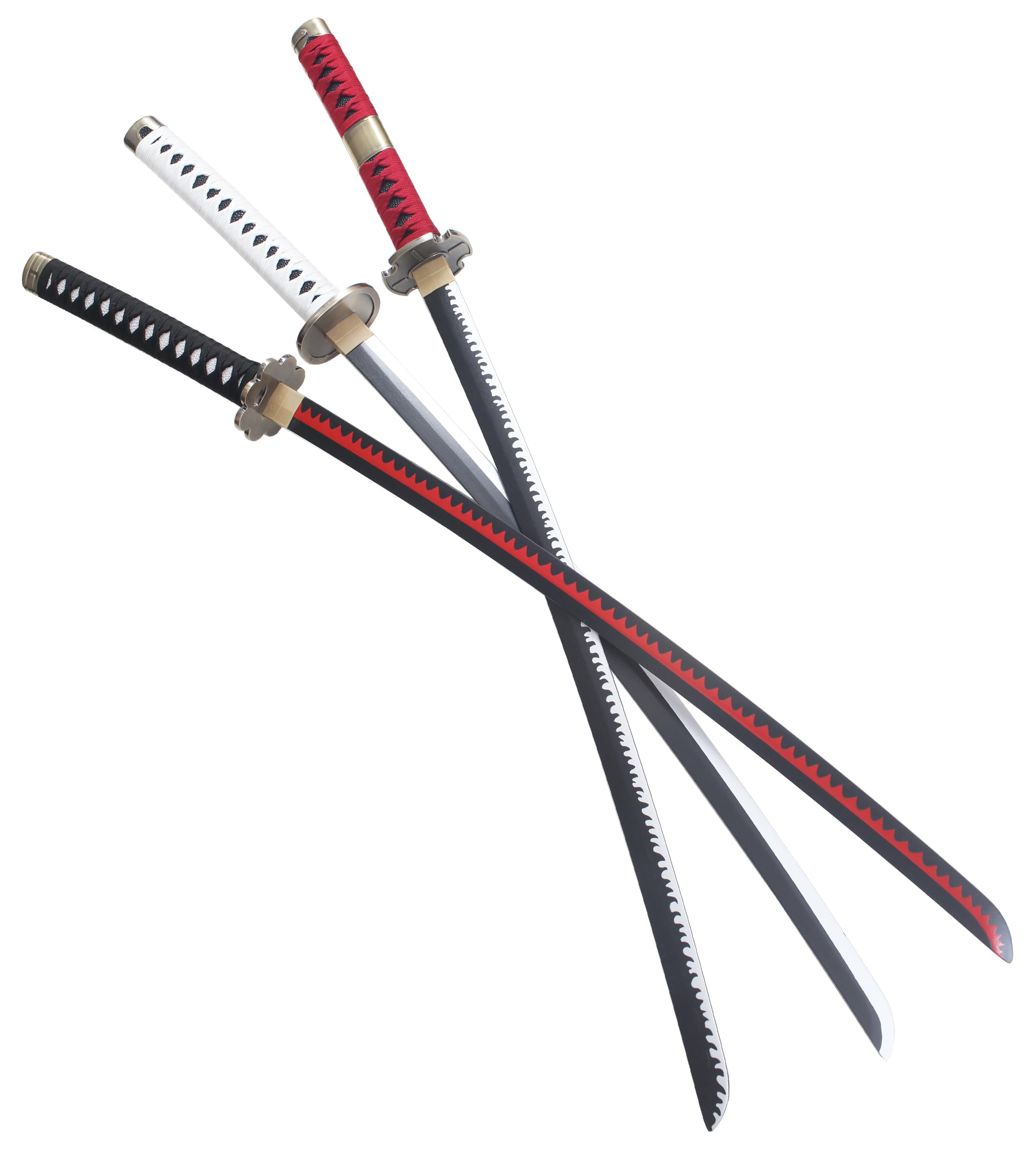 Sabres One Piece Katana en Bois Lame Epee Zoro Pack 3 + Presentoir