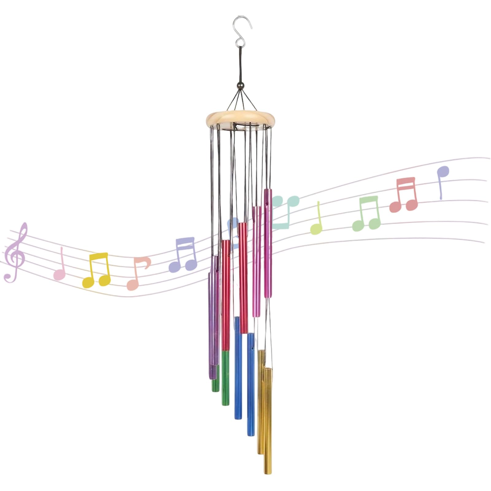 Windchimes for Garden, Colourful Wooden Wind Chimes for Outdoor and Indoor Spaces, Creating Serene Ambiance in Gardens, Patios, and Meditation Areas