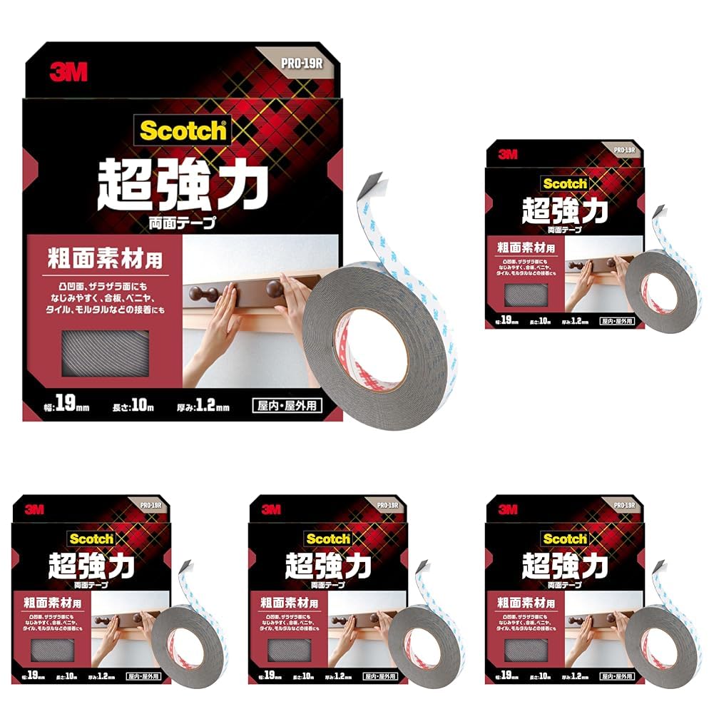 ※一箱10個※　Scotch 超強力 両面テープ PRO-19R 19mm Amazon | 3M スコッチ 超強力両面テープ 粗面素材用 幅19mm長さ10m PRO