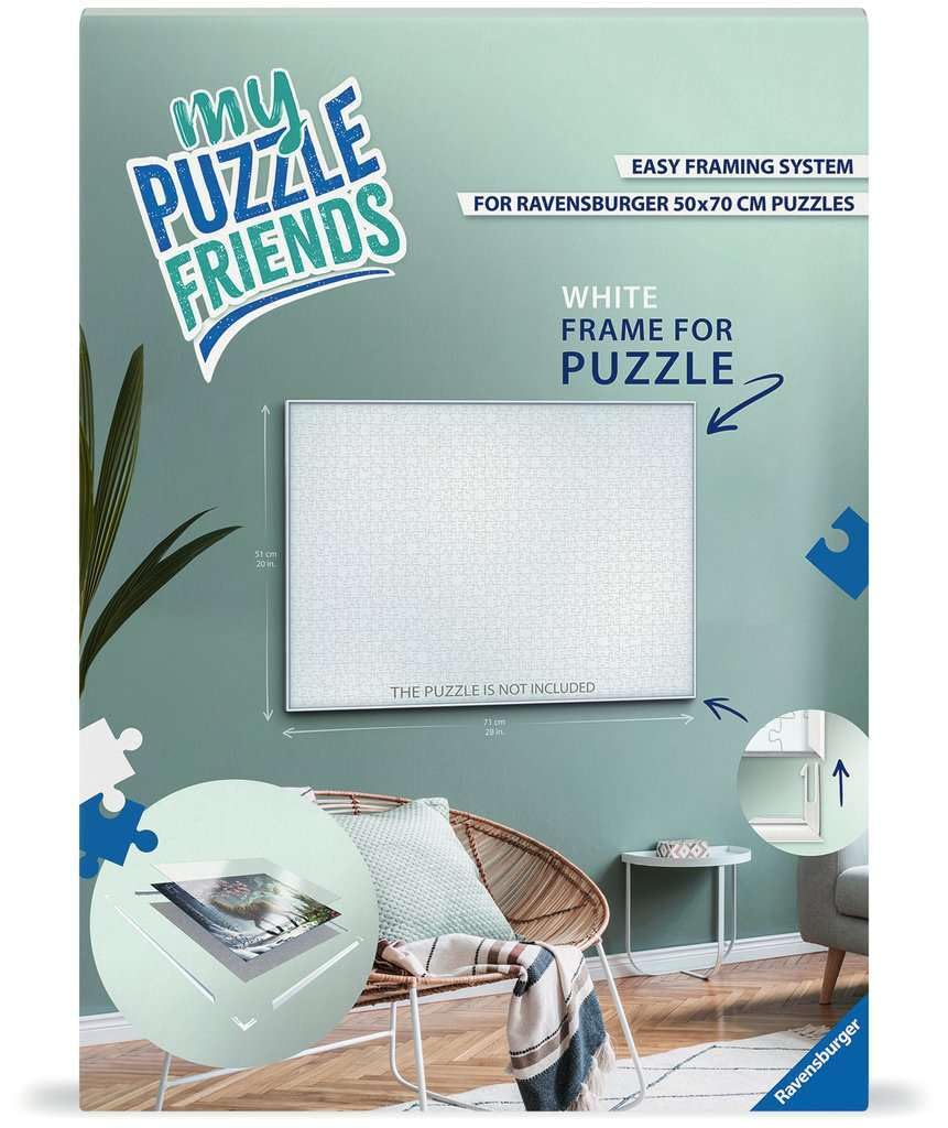 Cornice per puzzle Ravensburger, bianca, 17901, dimensioni 70,4 x 50,4 cm, adatta per puzzle da 1000 pezzi