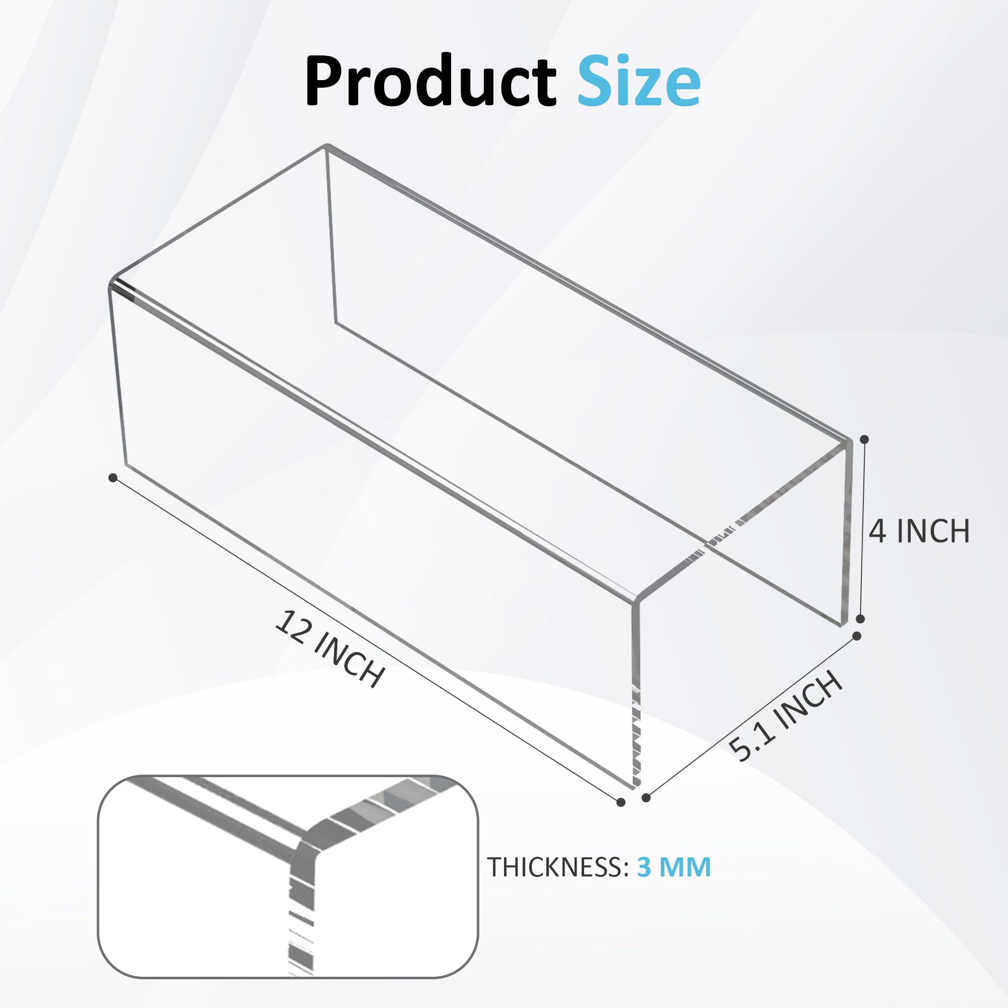 Sezanrpt Acrylic Shelf Riser 12x5.1x4 pack of 2, Clear Acrylic Stand for Funko Pop Collectibles, Brand Store - Image 2