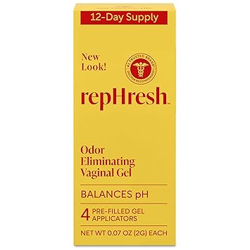 Rephresh Odor Eliminating Vaginal Gel, Clinically Tested to Balance pH & Eliminate Odor for up to 3 Days, Pre-Filled Applicators, 4 ct"