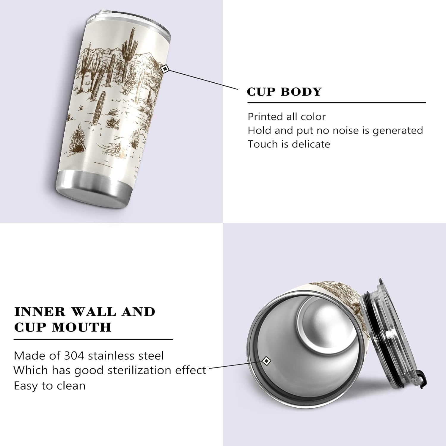 xigua 20oz Western Desert Cowboy Tumbler with Lid,Stainless Steel Vacuum Insulated Coffee Ice Cup Double Wall Travel Flask - Image 2