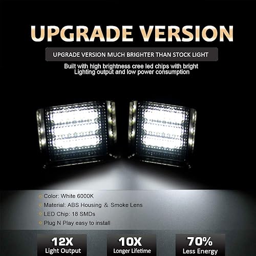 Miniatura 2 de D-Lumina Luces LED para matrícula, conjunto de lámpara ahumada, compatible con Fo-rd F150 2015-2020 y F150 Raptor 2017-2020, 6000 K, blanco, 2 piezas