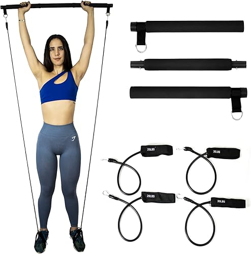 Juego de bandas de resistencia  Kit de barra de pilates portátil  Juegos de entrenamiento para el hogar y la oficina para hombres y mujeres  Equipo