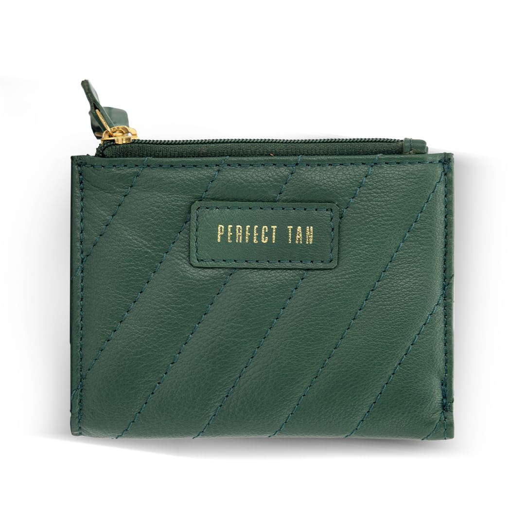 perfect tan Leather Grace Small Purse for Women | 6 Card Slots, Note Compartment, 2 Zip Pockets | Premium Leather Hand Purse for Daily Use & Travel (Green)-picture-39