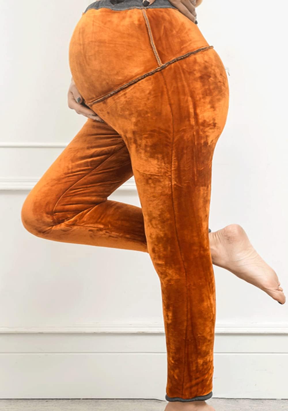 Maternity Pants Over The Belly Winter Fleece Lined Sweatpants Pregnant Women Joggers