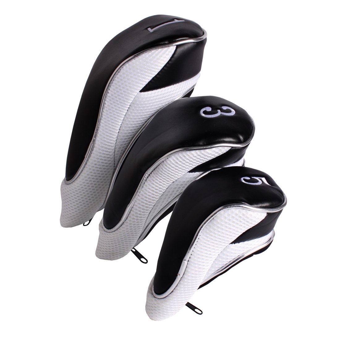 Andux Lot de 3 Couvre-Clubs de Golf 460 CC avec Fermeture éclair