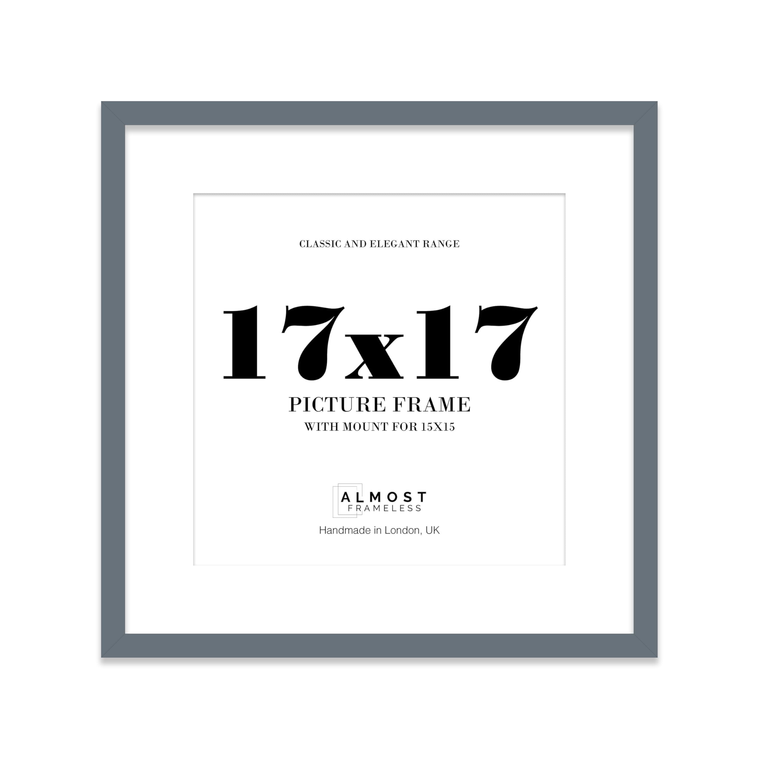 17x17 Grey Picture Frame with Mount for 15x15 Photos, Prints - Modern Square Wall Frame, 1 Pack