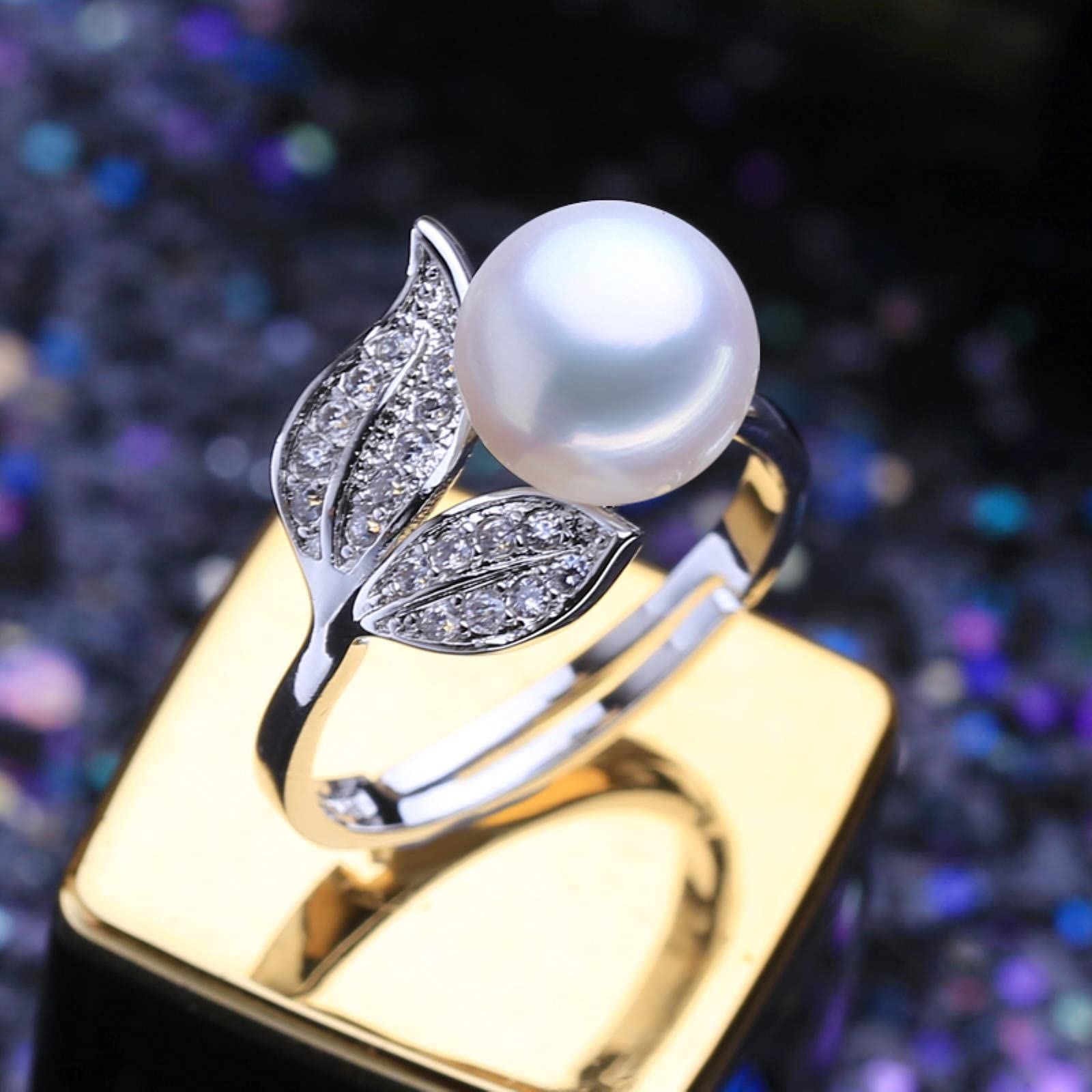 LOKILOKI Conjuntos De Joyas De Plata De Ley 925 Pendientes De Perla Natural Collar De Cadena con Colgante Bohemio Personalizado para Mujer Conjunto De Anillo