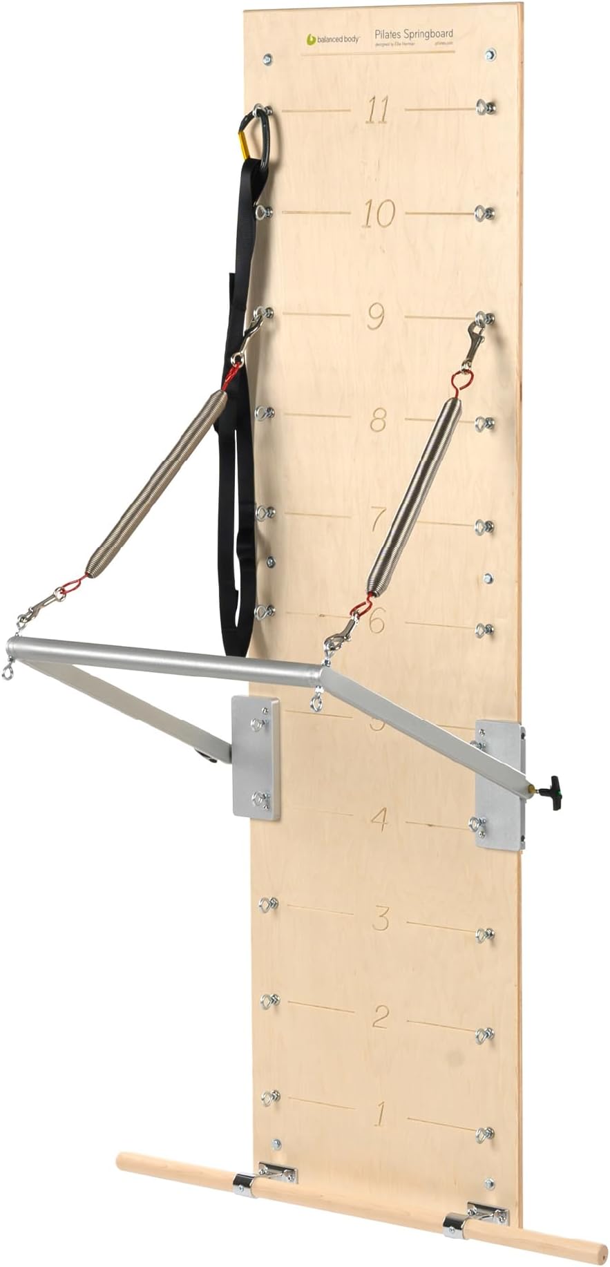 Pilates Springboardwith Push-Through Bar and Medium Resistance Springs