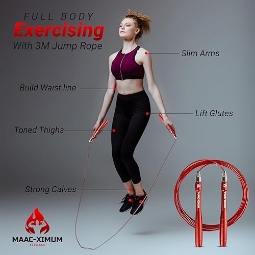 Miniatura 6 de Cuerda de salto premium, ligera, autobloqueante, ajustable para adultos, cuerda de salto de velocidad, fitness, crossfit, boxeo, artes marciales