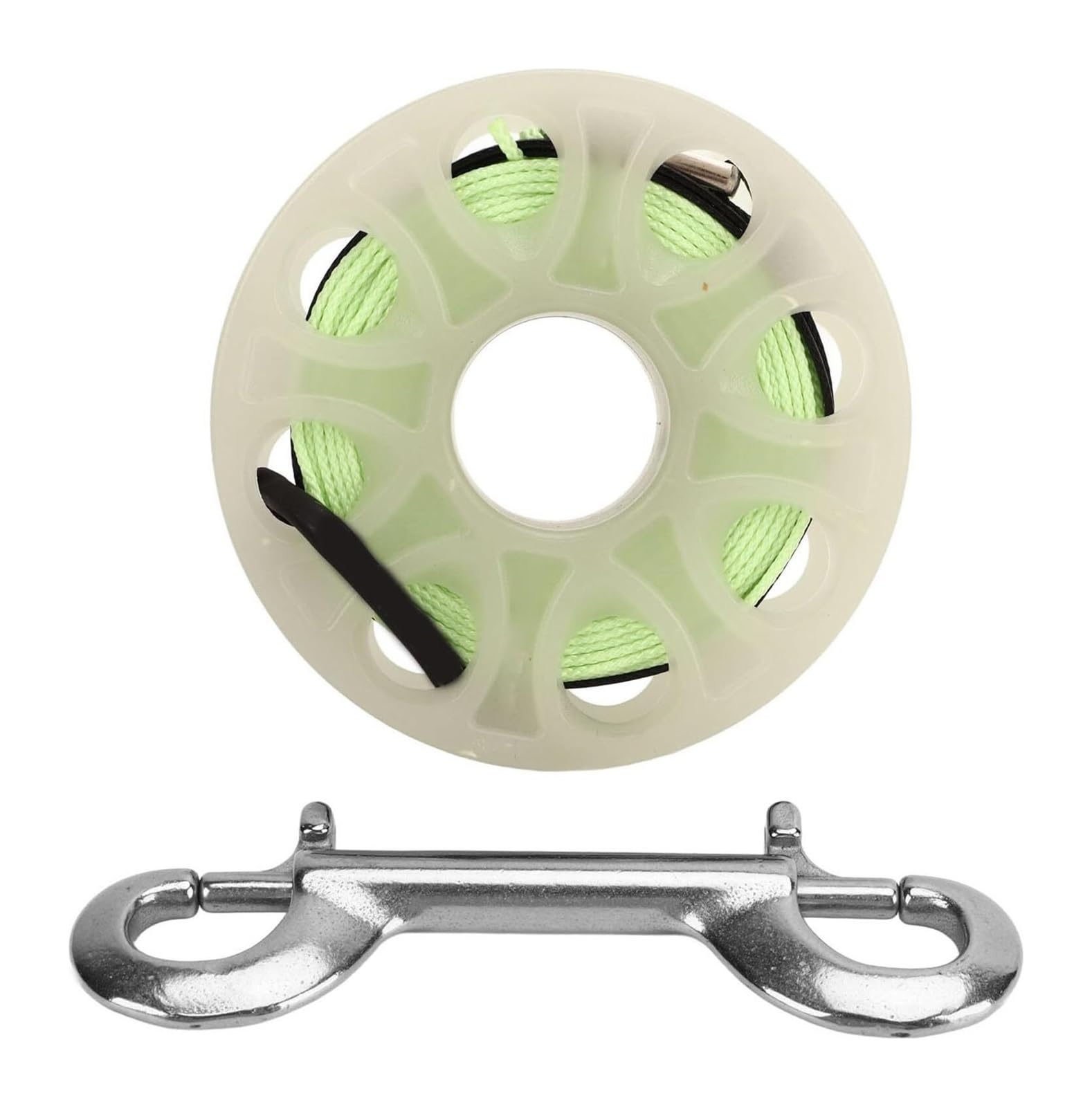 Plastic Wire Reel, 30m Diving Finger Spool Reel Double Hook Fluorescent Green