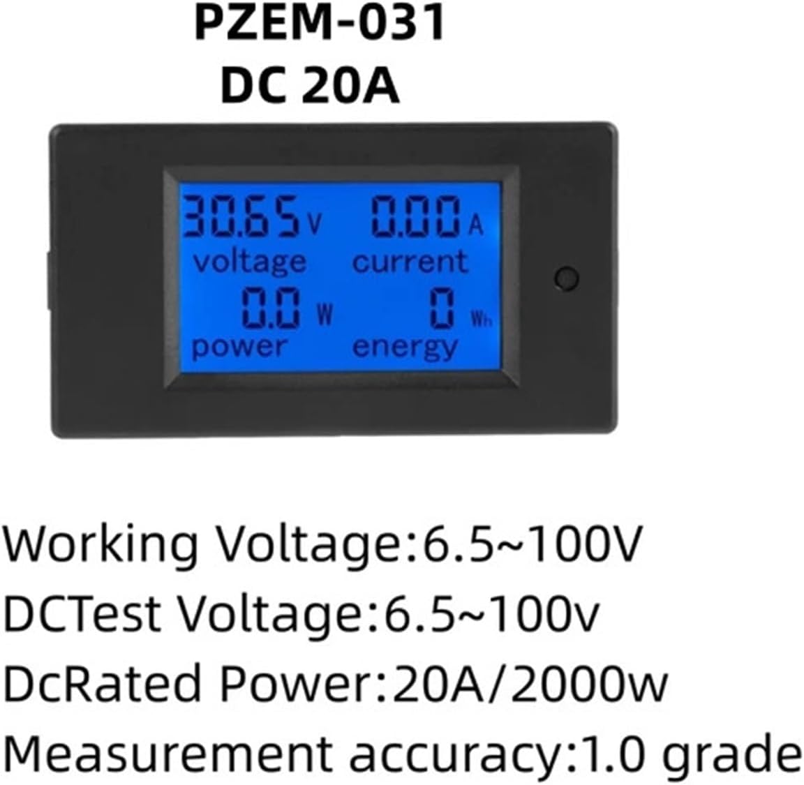PZEM-051/061 Electricity Meter 20A 100A AC 80-260V DC 6.5-100V(DC 20A Meter)