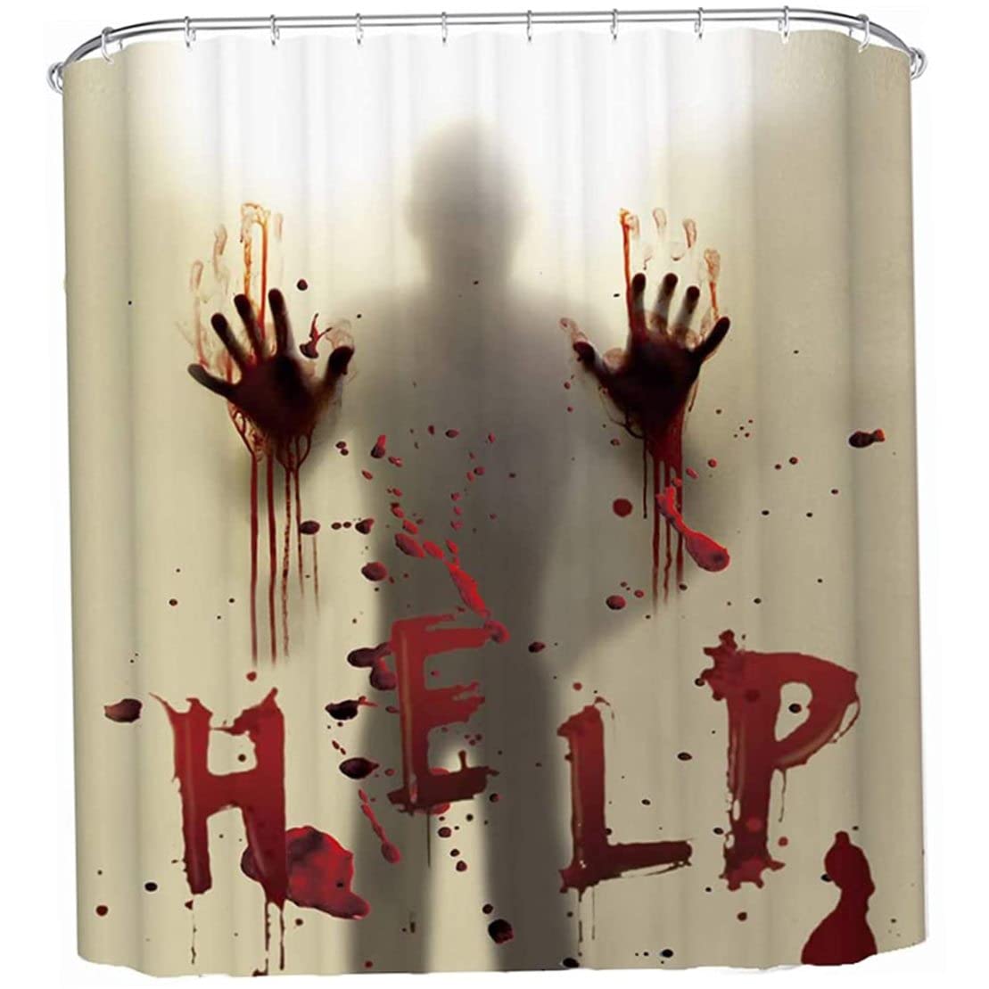 CNAFGBGG Halloween Shower Curtain, Bloody Print, 71x71 Inch.