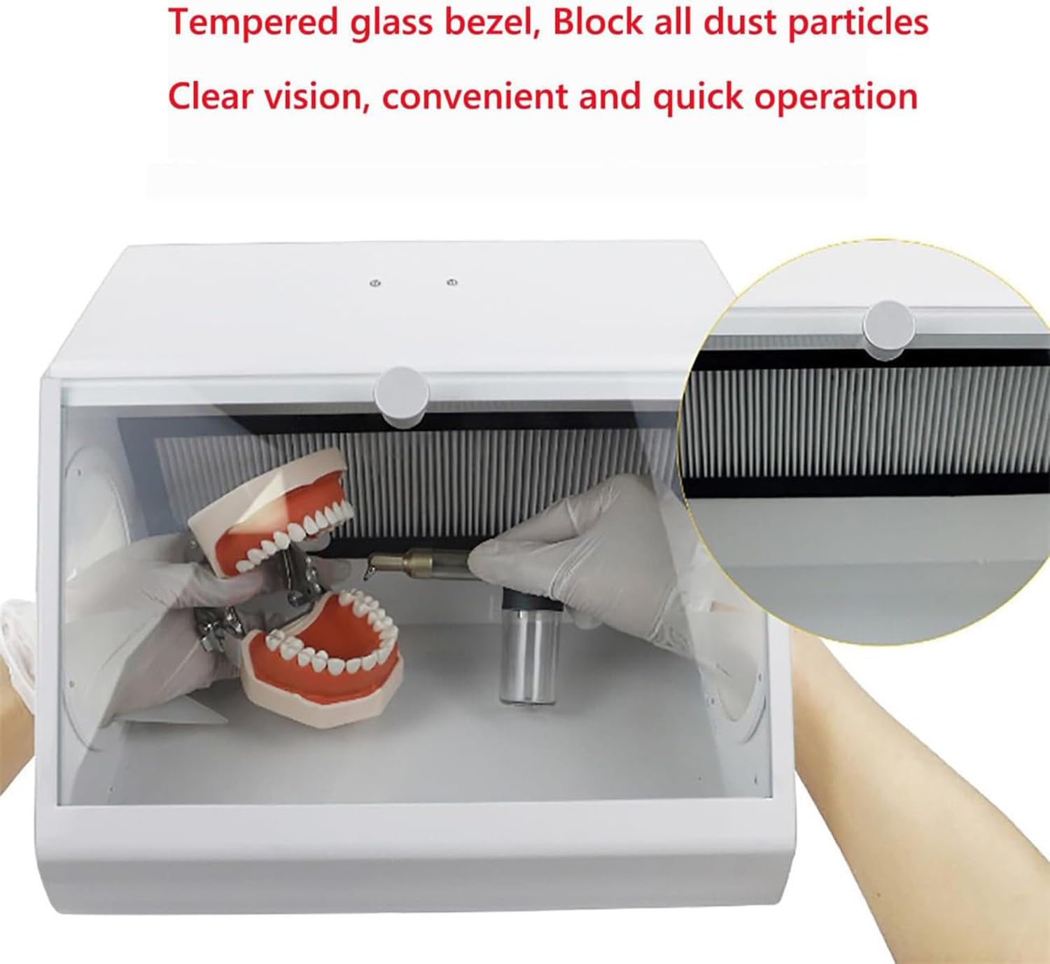 Aspiratore per polveri Dentale Professionale, Scatola per Polvere per Laboratorio odontoiatrico, collettore di polveri per sabbiatura, 12 Set di sorgenti Luminose a LED Integrate