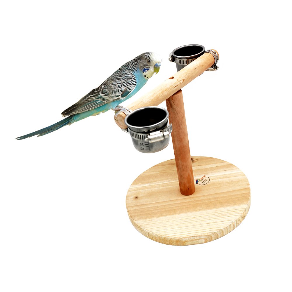 BorangsBird Perch Wood Training Stand Parrot Wooden Platform Stand Natural Handmade Playstand Playground Cage for Parakeet Conure Cockatiel Cage Accessories Exercise Toy