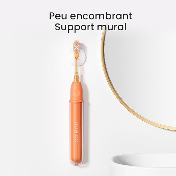 Oclean Ease Electric Toothbrush Orange, USB Charging Toothbrush with 3 Brush Heads, Portable Sonic Toothbrush for Travel, Sonic Electric Toothbrush with Timer, 2 Cleaning Modes, Wall Mount