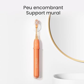 Oclean Ease Electric Toothbrush Orange, USB Charging Toothbrush with 3 Brush Heads, Portable Sonic Toothbrush for Travel, Sonic Electric Toothbrush with Timer, 2 Cleaning Modes, Wall Mount