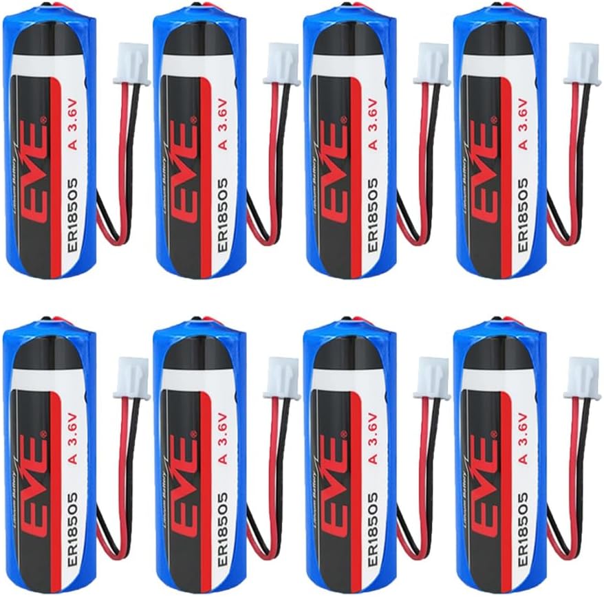 (8-Pack) ER18505 with 2.54 White Plug 3.6V 4000mAh A Size Li-SOIC2 Battery PCL Non-Rechargeable Lithium Battery